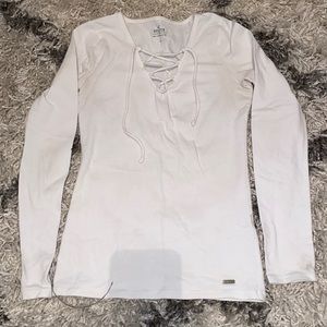 Tie V Neck long sleeve